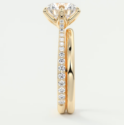 Solenne Round Pavé Cathedral Solitaire Engagement Ring