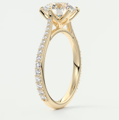 Solenne Round Pavé Cathedral Solitaire Engagement Ring