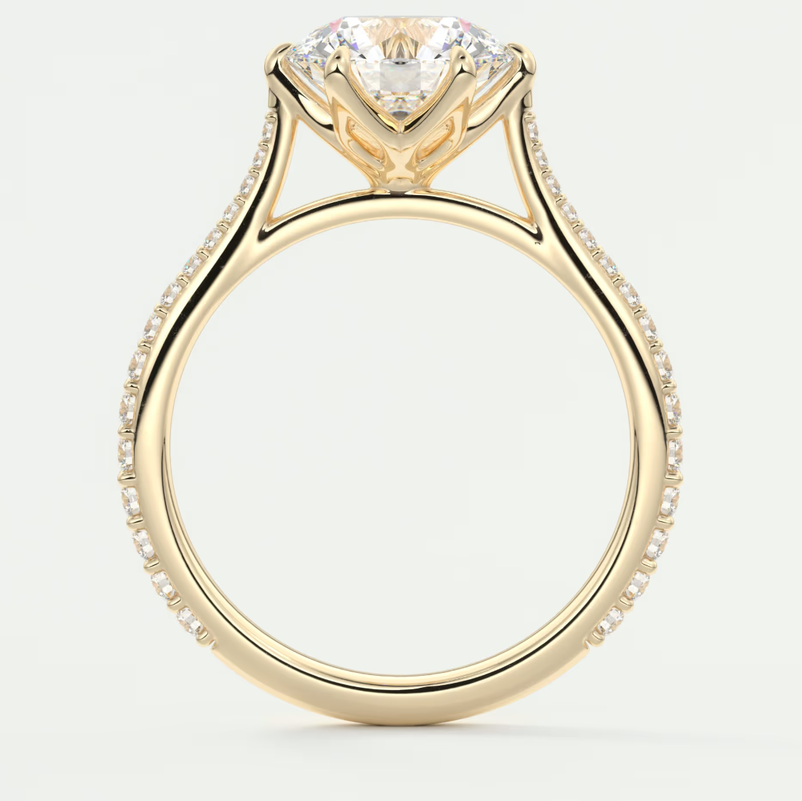Solenne Round Pavé Cathedral Solitaire Engagement Ring