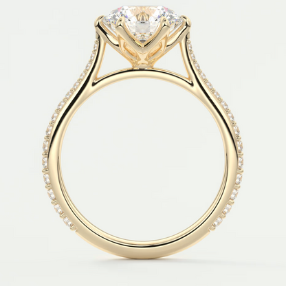 Solenne Round Pavé Cathedral Solitaire Engagement Ring