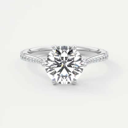 Solenne Round Pavé Cathedral Solitaire Engagement Ring