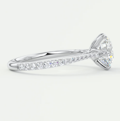 Solenne Round Pavé Cathedral Solitaire Engagement Ring