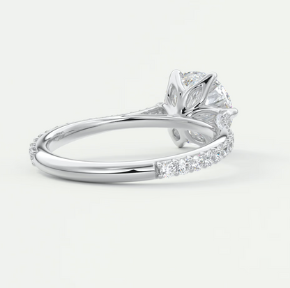 Solenne Round Pavé Cathedral Solitaire Engagement Ring