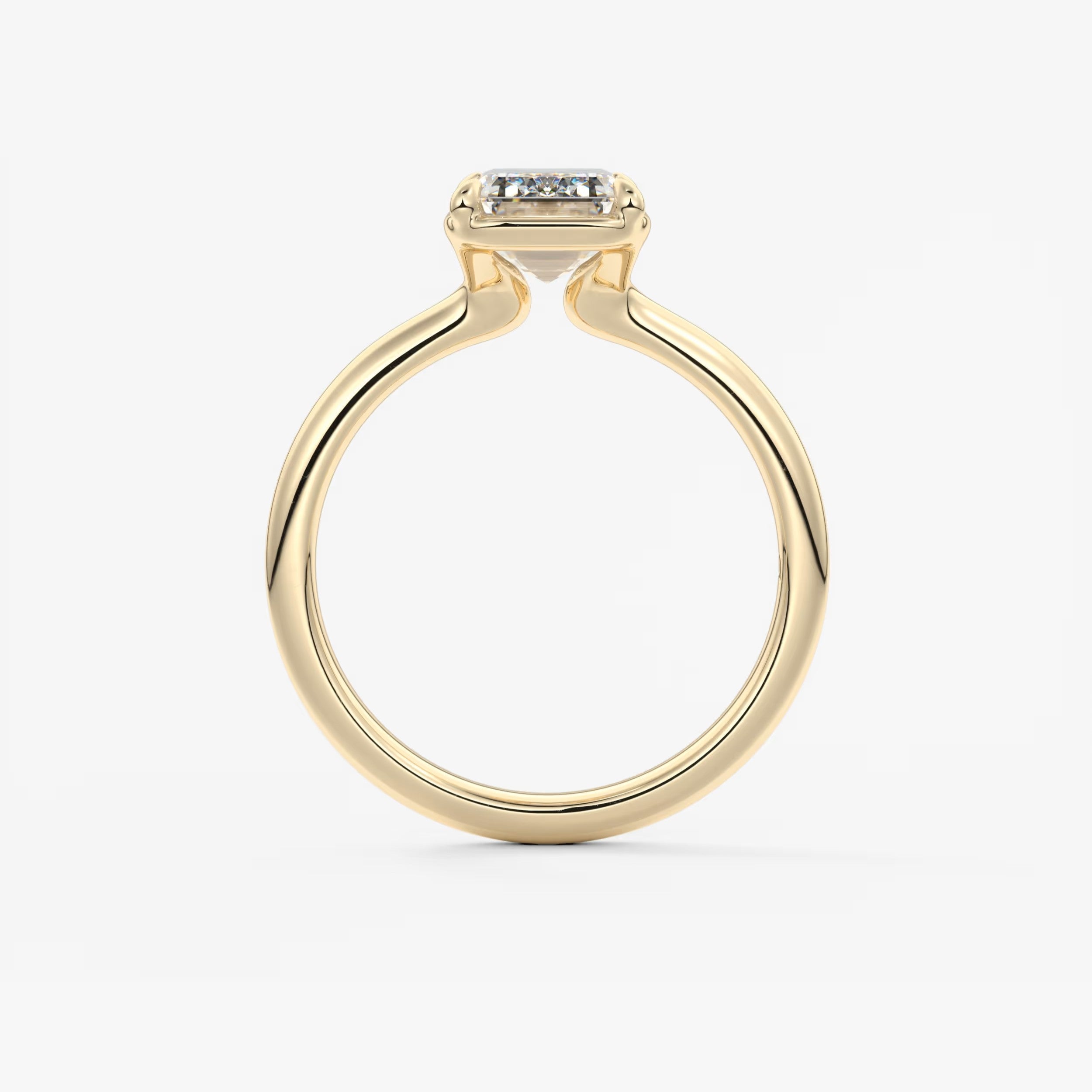 Taylor Bezel Engagement Ring – Emerald Cut – Lab Diamond or Moissanite