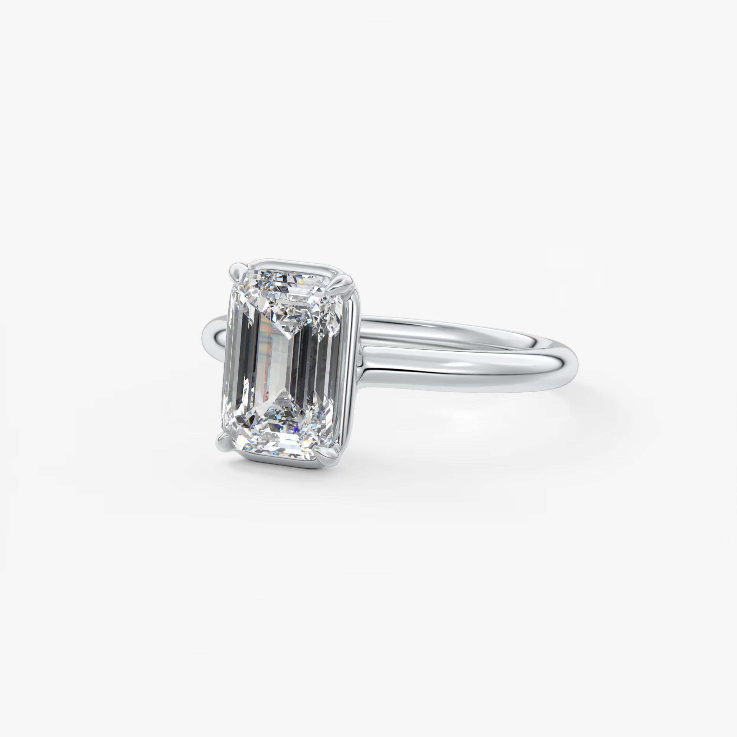 Taylor Bezel Engagement Ring – Emerald Cut – Lab Diamond or Moissanite