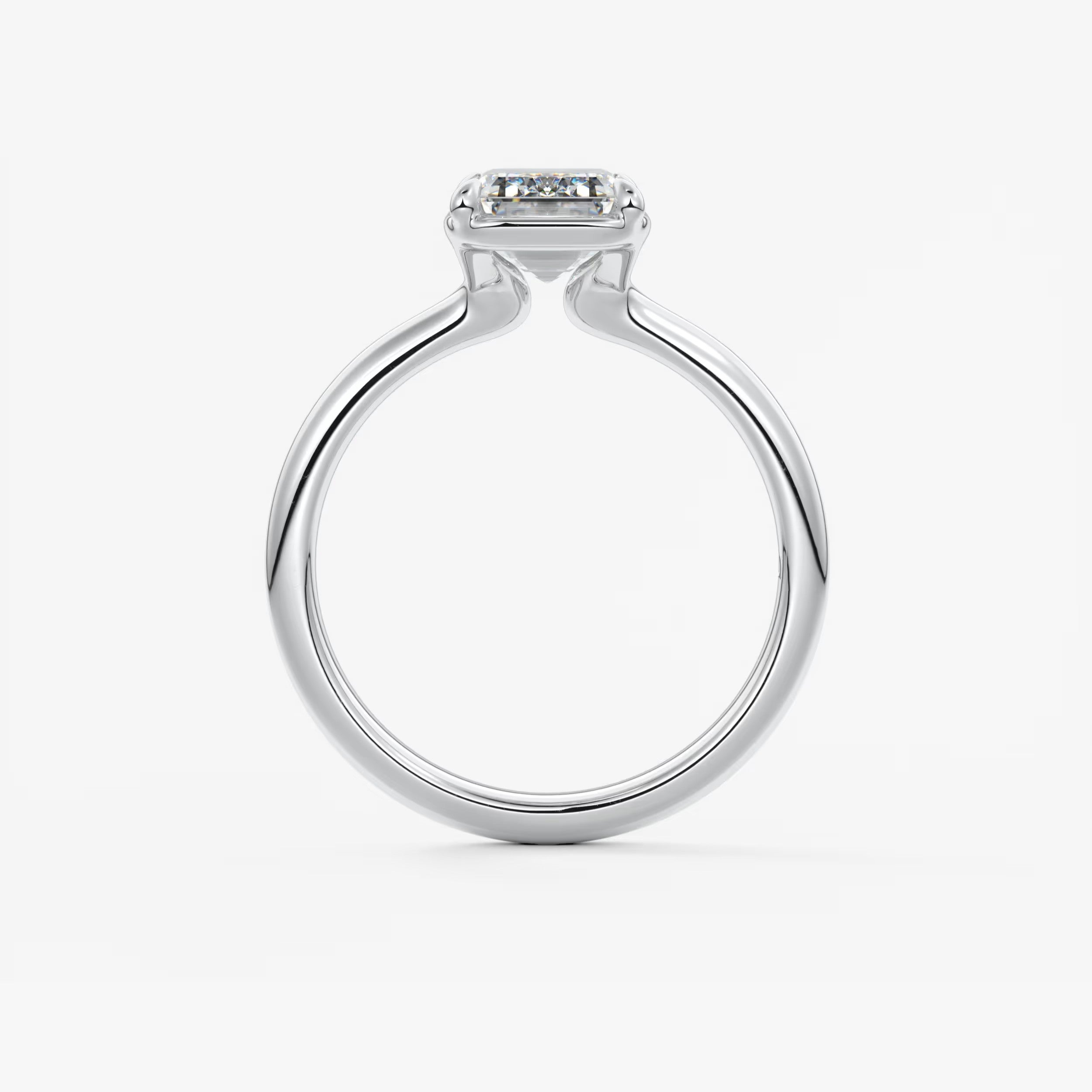Taylor Bezel Engagement Ring – Emerald Cut – Lab Diamond or Moissanite