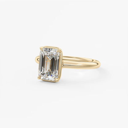 Taylor Bezel Engagement Ring – Emerald Cut – Lab Diamond or Moissanite