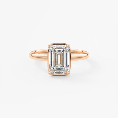 Taylor Bezel Engagement Ring – Emerald Cut – Lab Diamond or Moissanite
