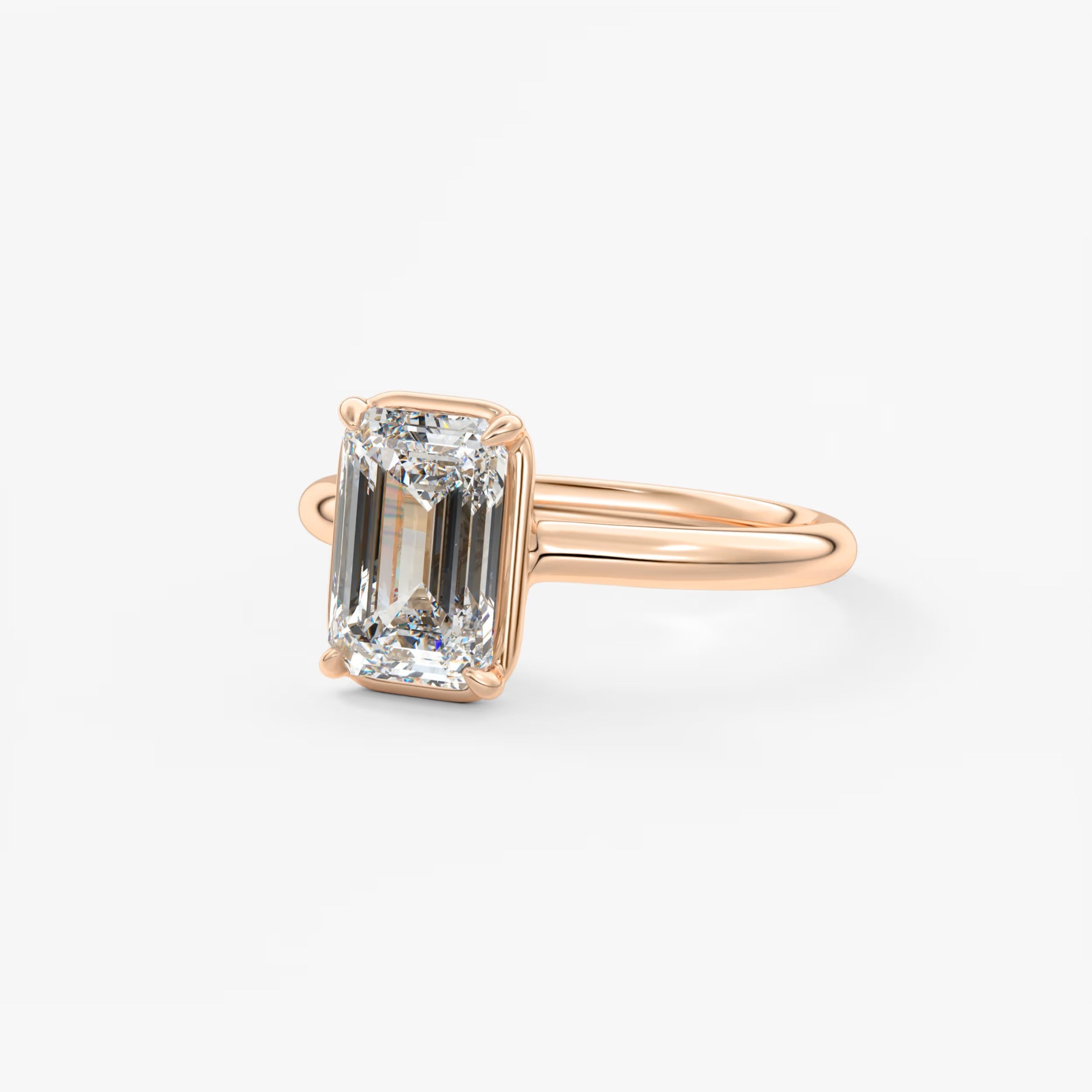 Taylor Bezel Engagement Ring – Emerald Cut – Lab Diamond or Moissanite