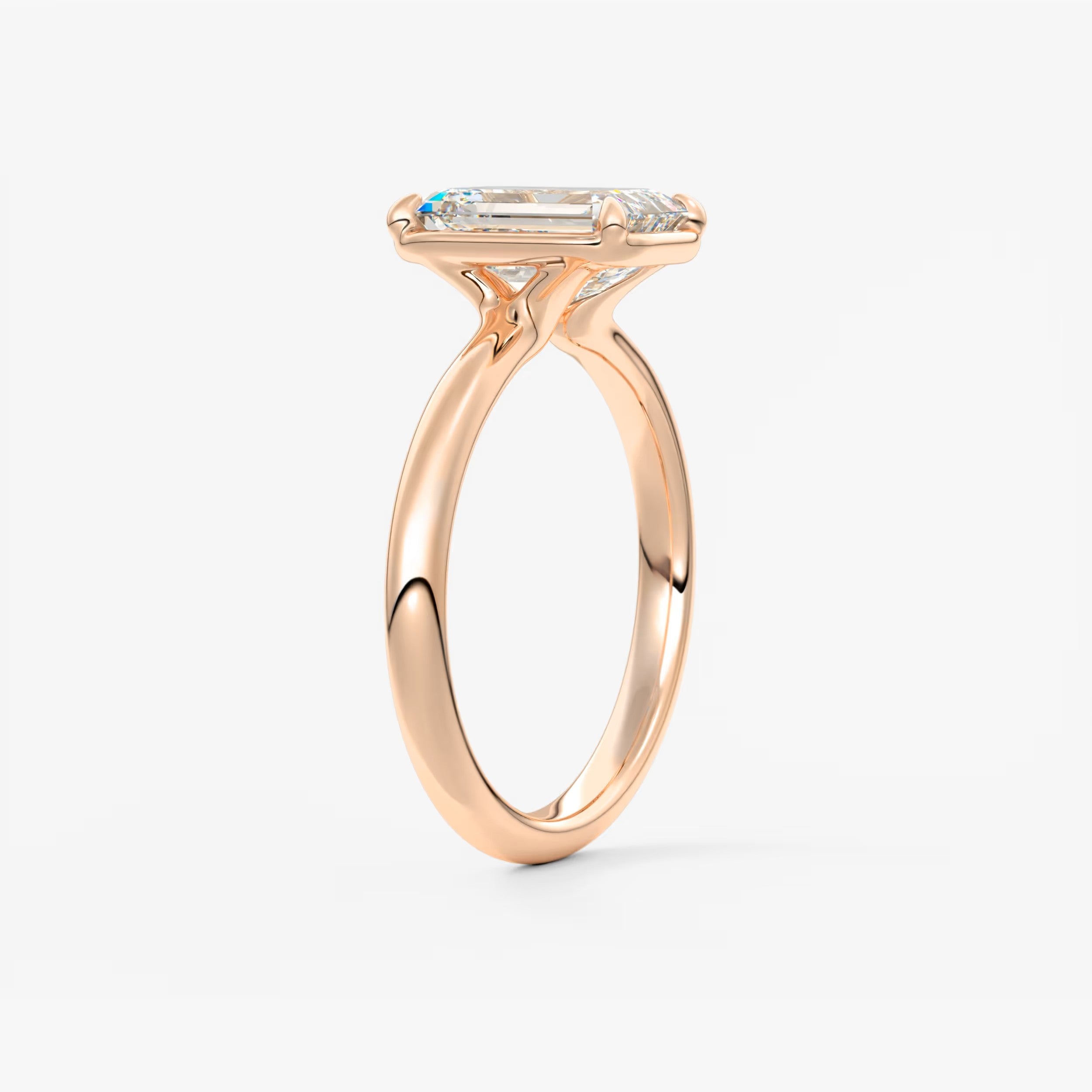 Taylor Bezel Engagement Ring – Emerald Cut – Lab Diamond or Moissanite