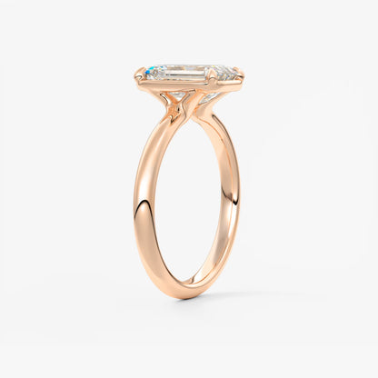 Taylor Bezel Engagement Ring – Emerald Cut – Lab Diamond or Moissanite