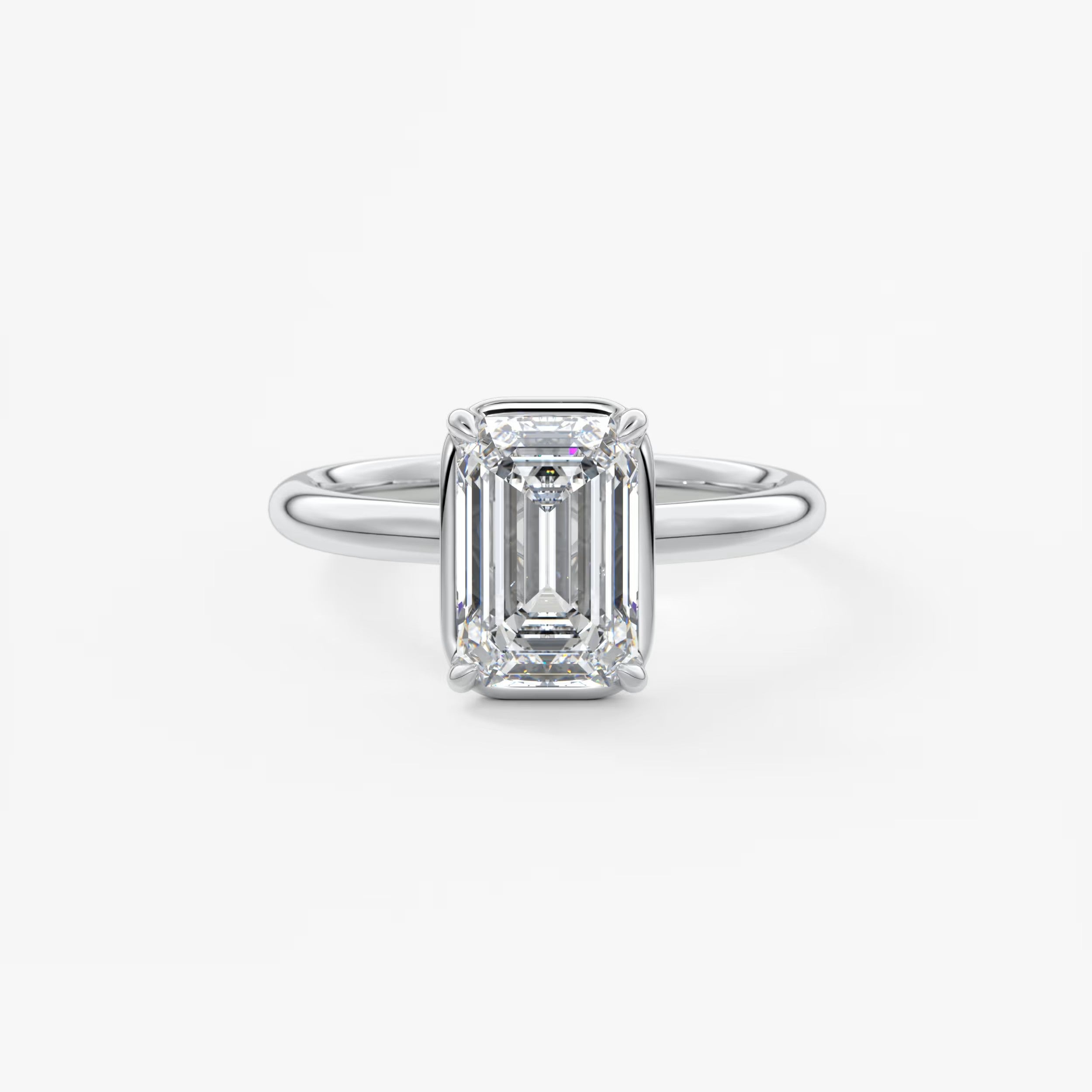 Taylor Bezel Engagement Ring – Emerald Cut – Lab Diamond or Moissanite