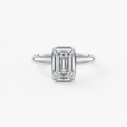 Taylor Bezel Engagement Ring – Emerald Cut – Lab Diamond or Moissanite