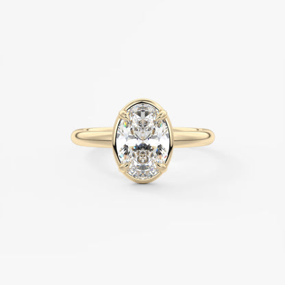 Taylor Oval Bezel Engagement Ring – Lab Diamond or Moissanite