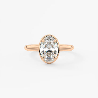 Taylor Oval Bezel Engagement Ring – Lab Diamond or Moissanite