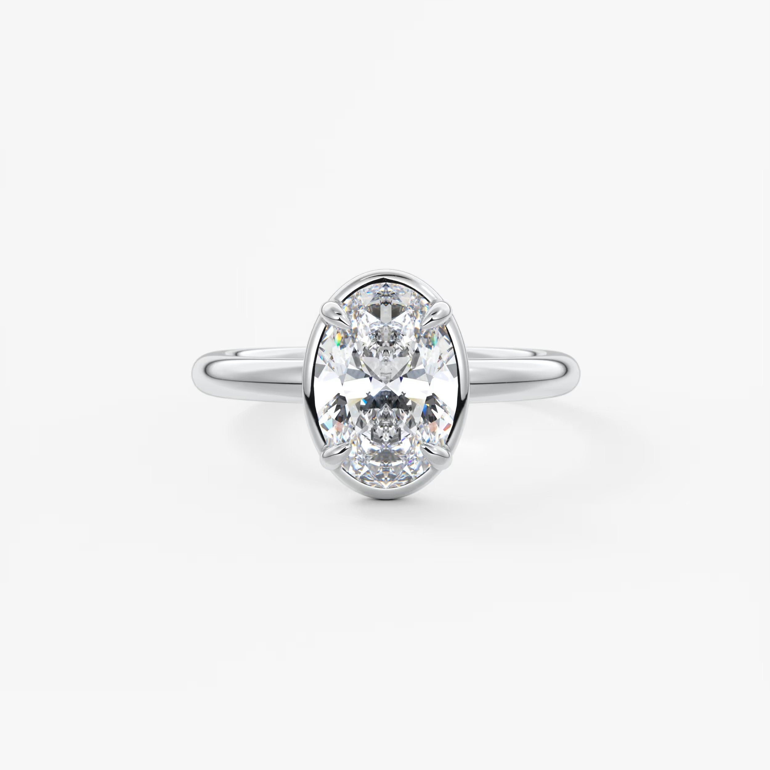Taylor Oval Bezel Engagement Ring – Lab Diamond or Moissanite