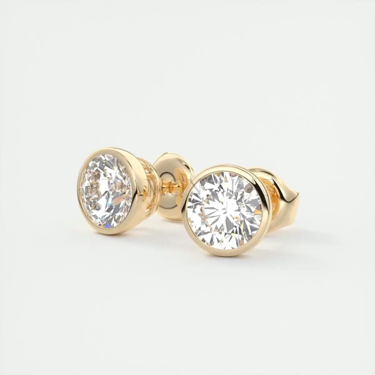 Timeless Round Bezel Stud Earrings | Lab Diamond or Moissanite My Store