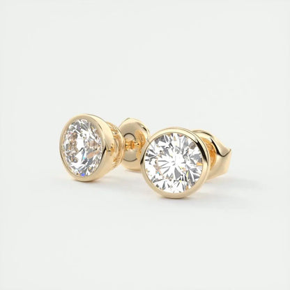 Timeless Round Bezel Stud Earrings | Lab Diamond or Moissanite My Store