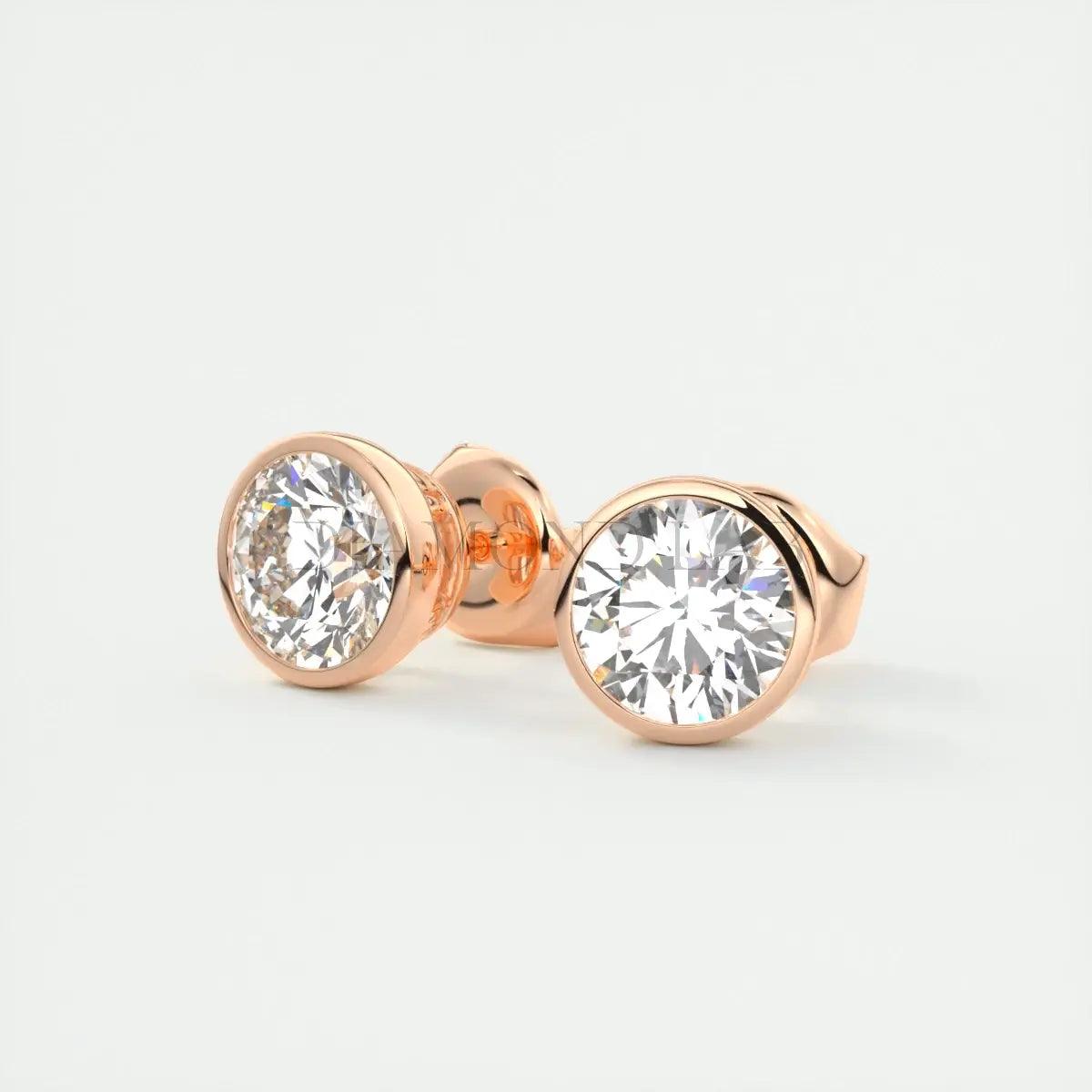 Timeless Round Bezel Stud Earrings | Lab Diamond or Moissanite My Store