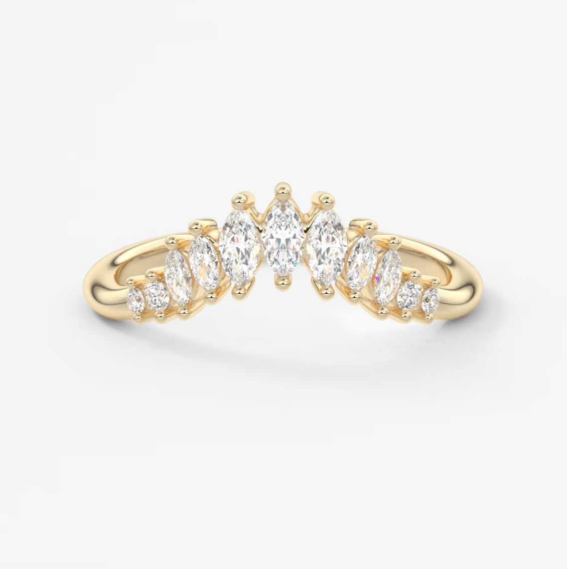 Valencia Marquise Chevron Wedding Band - Lab Grown or Natural Diamond