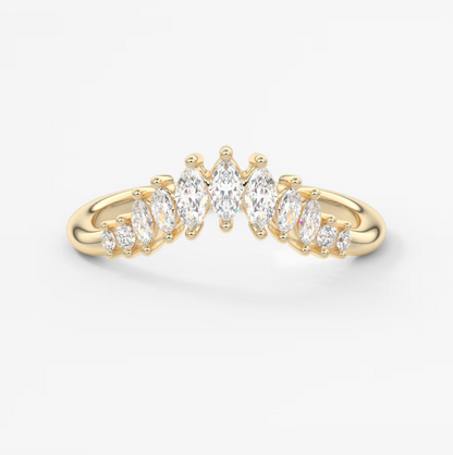 Valencia Marquise Chevron Wedding Band - Lab Grown or Natural Diamond