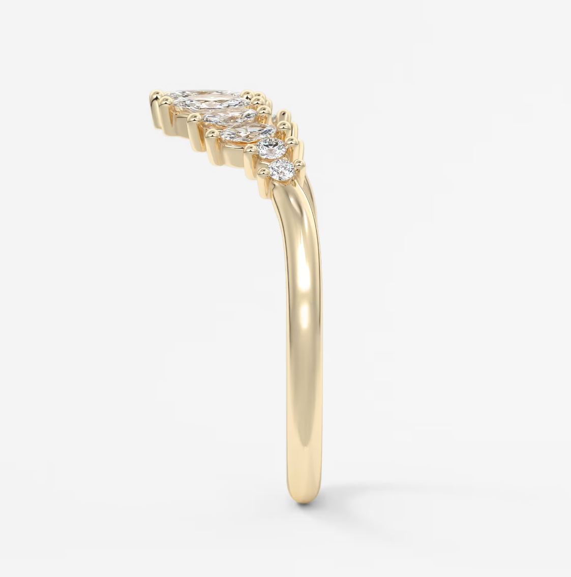 Valencia Marquise Chevron Wedding Band - Lab Grown or Natural Diamond