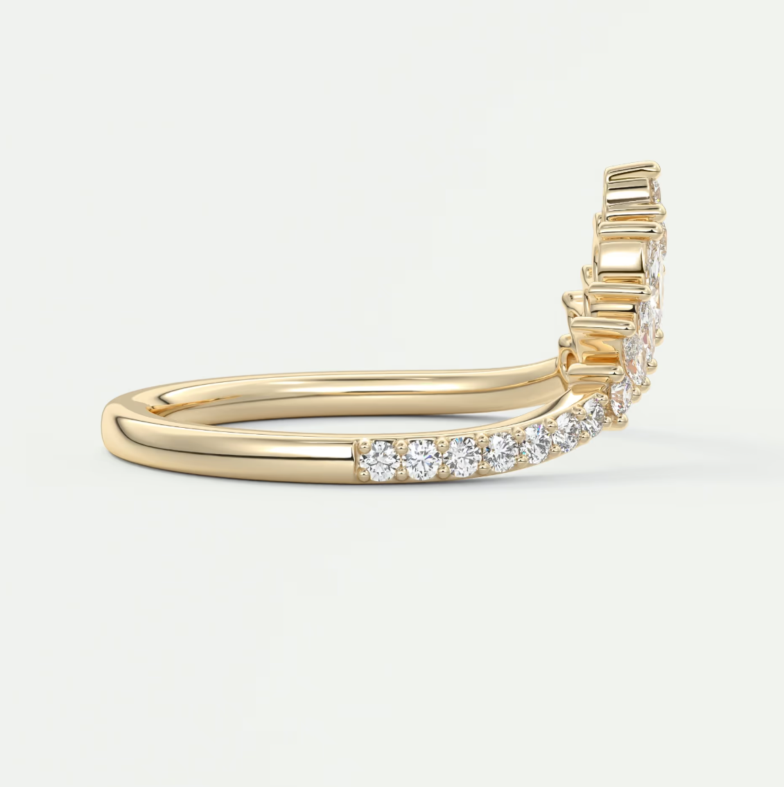 Valencia Round Chevron Wedding Band – Lab Grown or Natural Diamond
