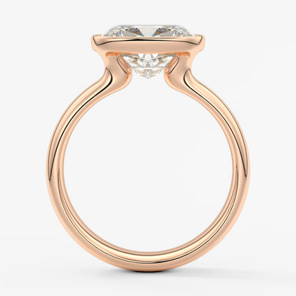 Véda Grande East-West Elongated Cushion Bezel Engagement Ring – Lab Diamond or Moissanite
