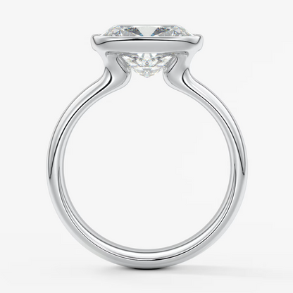 Véda Grande East-West Elongated Cushion Bezel Engagement Ring – Lab Diamond or Moissanite