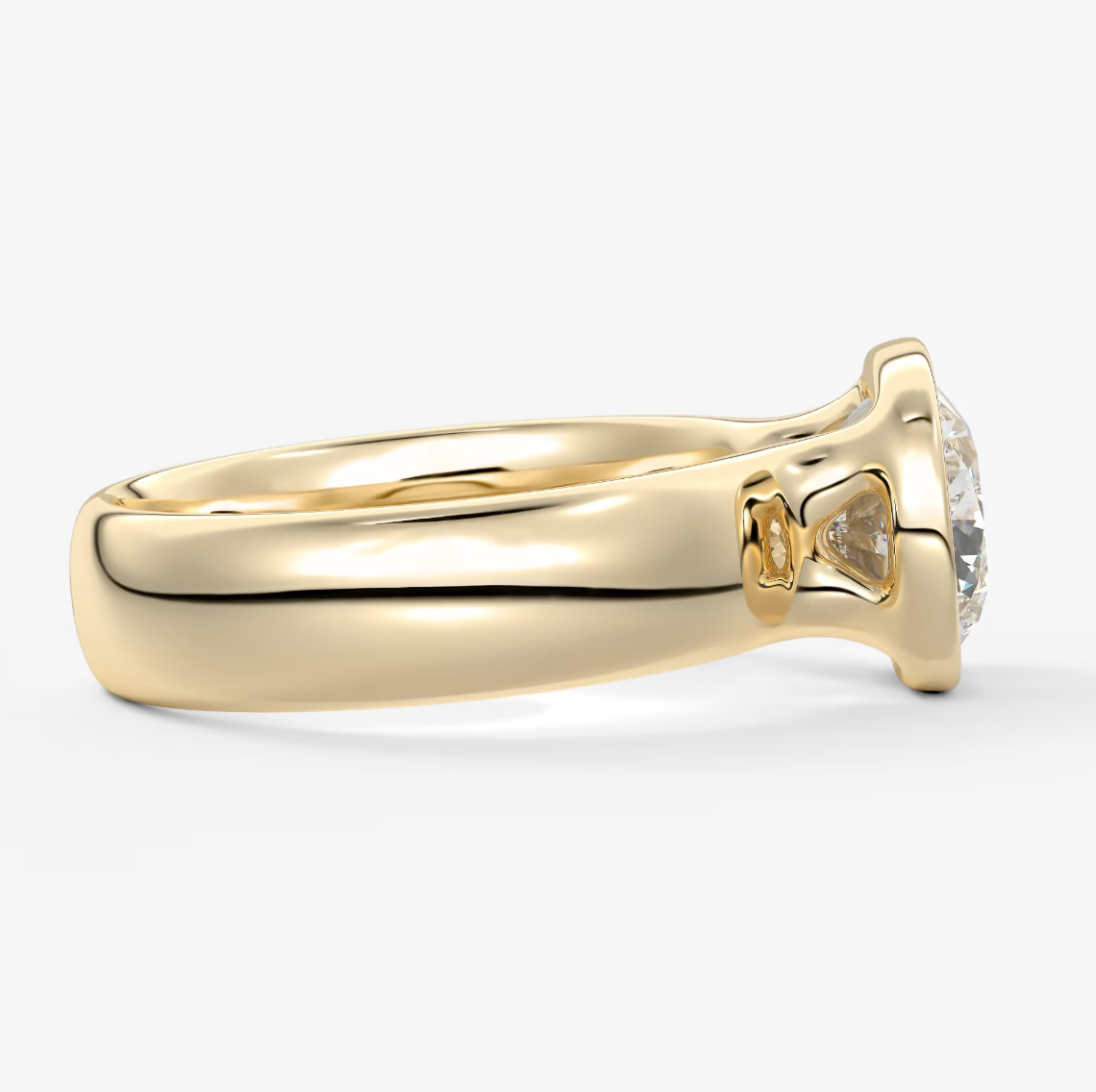Véda Grande East-West Elongated Cushion Bezel Engagement Ring – Lab Diamond or Moissanite