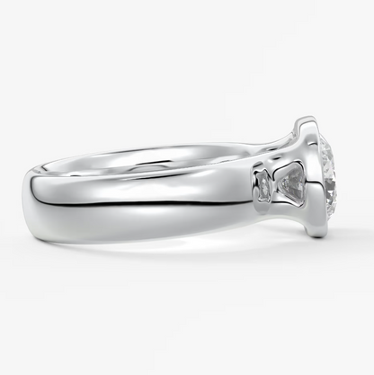 Véda Grande East-West Elongated Cushion Bezel Engagement Ring – Lab Diamond or Moissanite