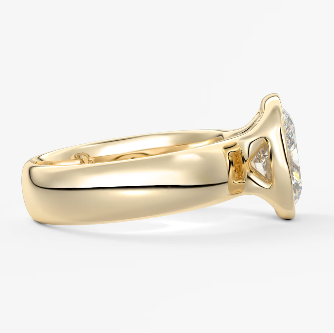 Véda Grande Elongated Cushion Bezel Engagement Ring – Lab Diamond or Moissanite