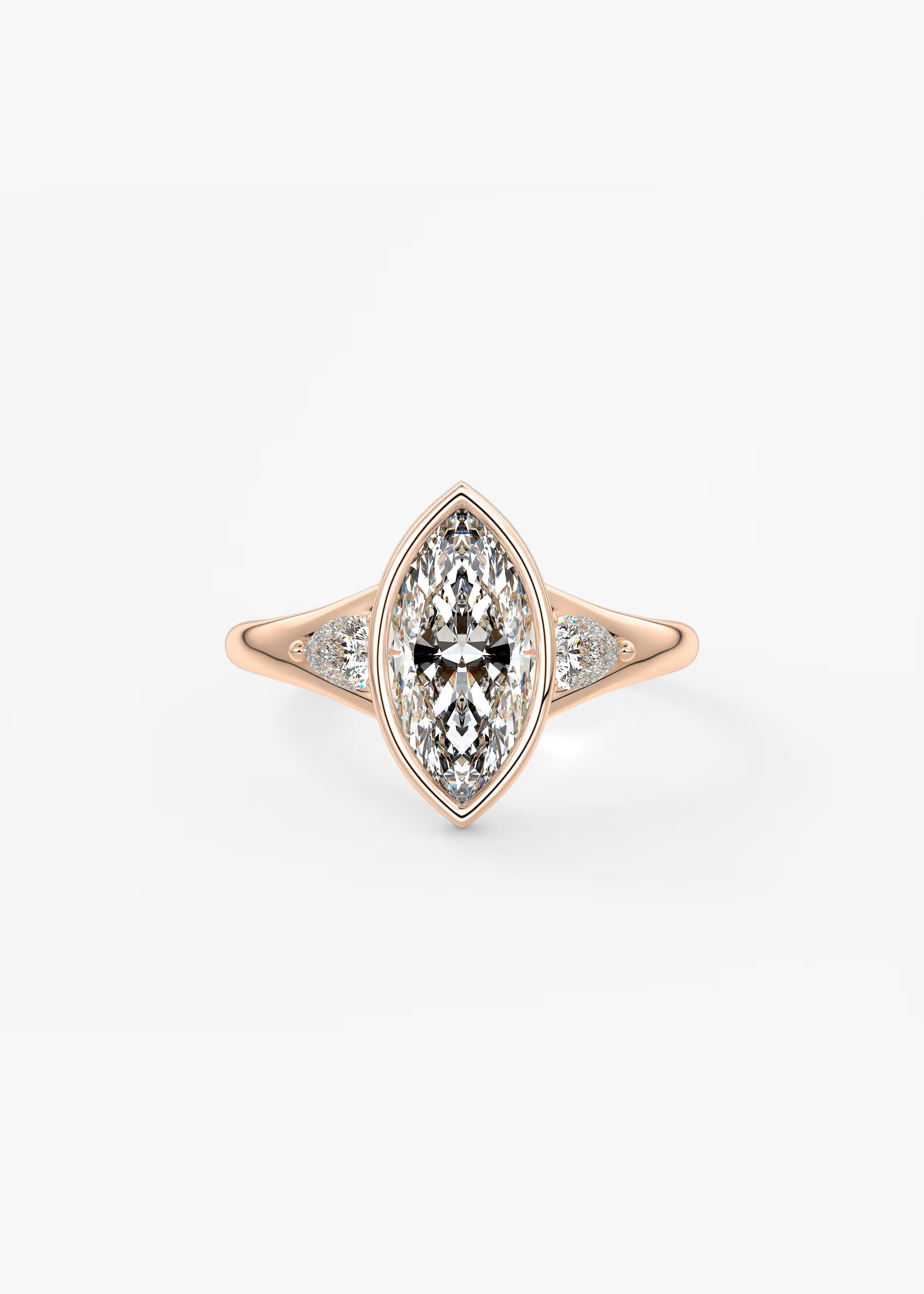 Véda Trilogy – Marquise with Pear Side Stones