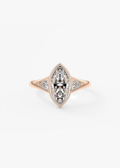 Véda Trilogy – Marquise with Pear Side Stones