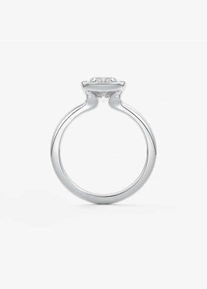Veda Elongated Cushion Engagement Ring - Lab Diamond or Moissanite