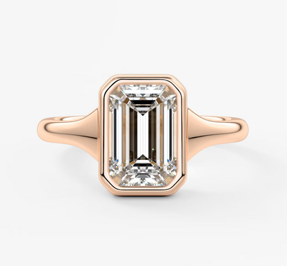 Véda Emerald Bezel Engagement Ring – Lab Diamond or Moissanite
