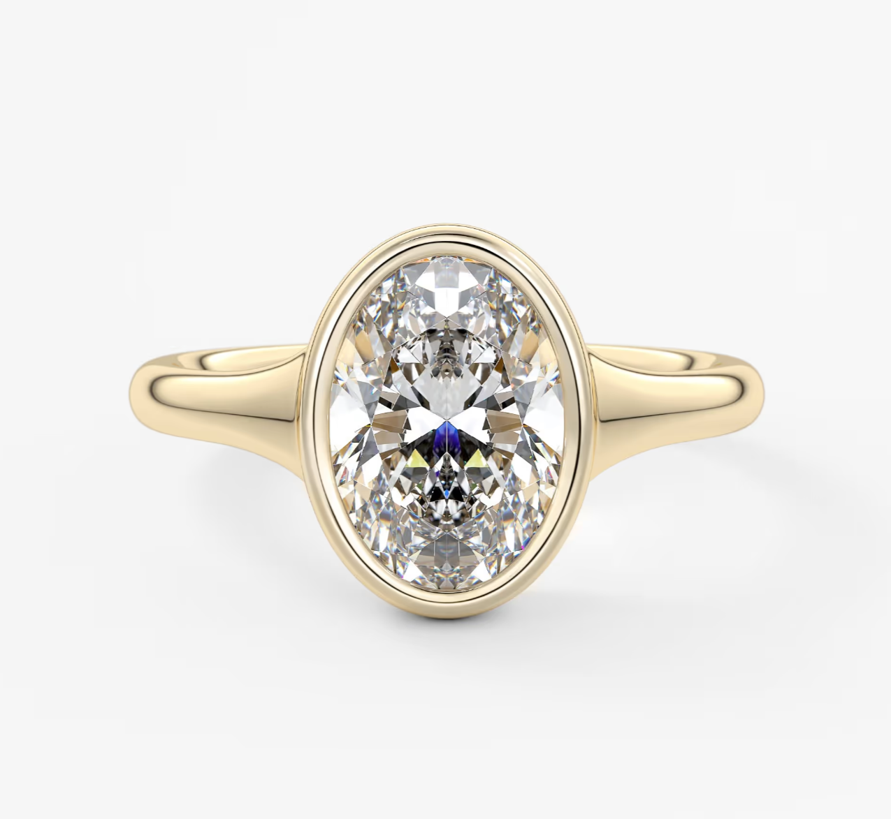 Véda Oval Bezel Ring – Lab Diamond or Moissanite
