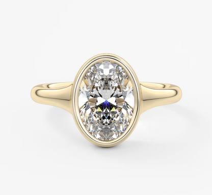Véda Oval Bezel Ring – Lab Diamond or Moissanite