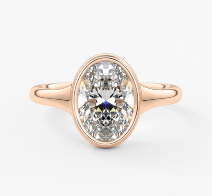 Véda Oval Bezel Ring – Lab Diamond or Moissanite