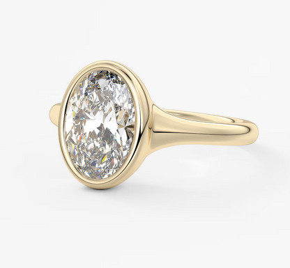 Véda Oval Bezel Ring – Lab Diamond or Moissanite