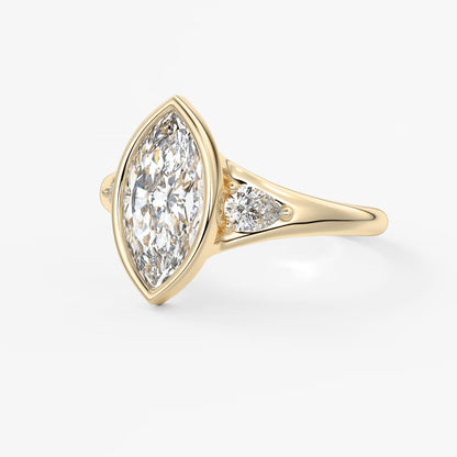 Véda trilogy – marquise with pear side stones