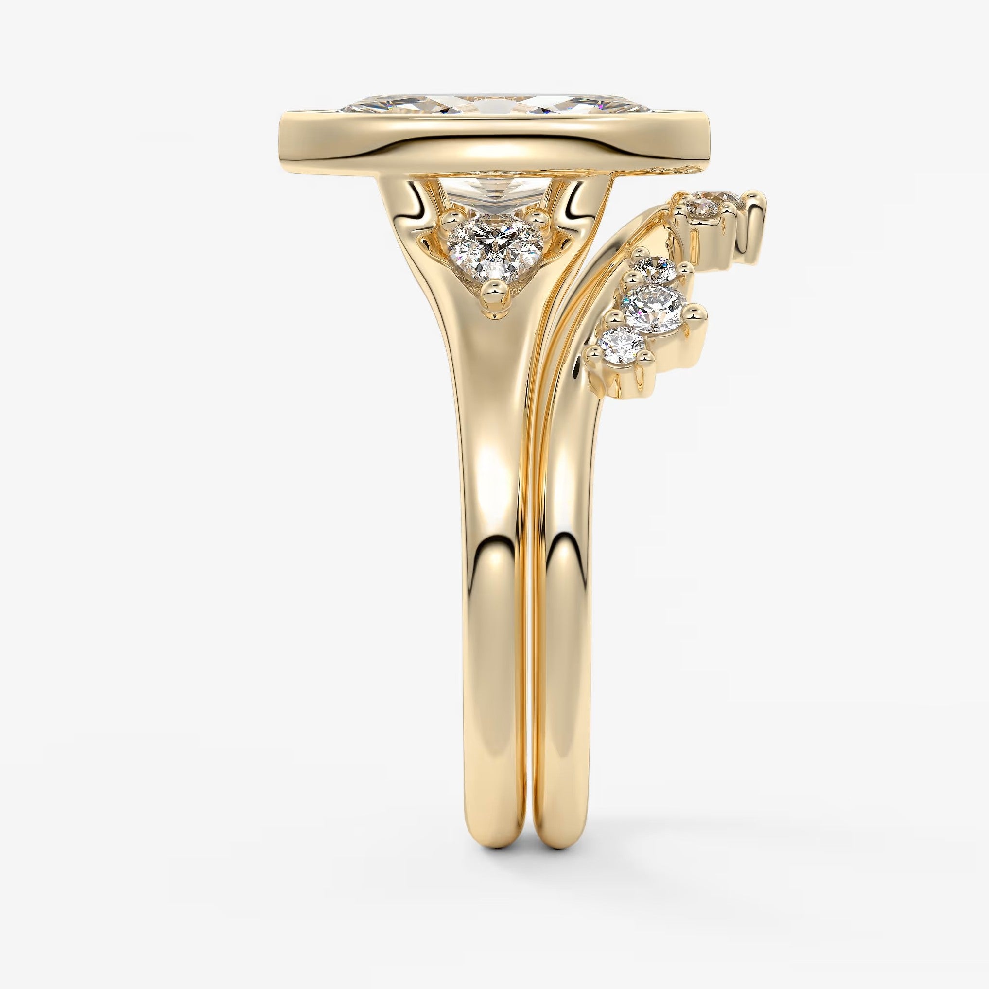 Véda trilogy – marquise with pear side stones