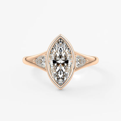 Véda trilogy – marquise with pear side stones