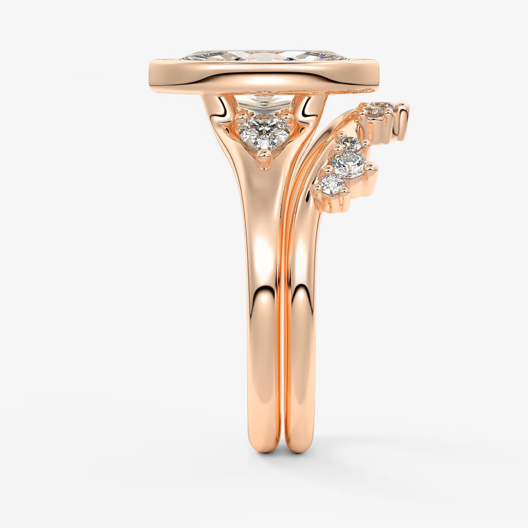 Véda trilogy – marquise with pear side stones