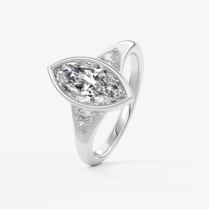 Véda trilogy – marquise with pear side stones