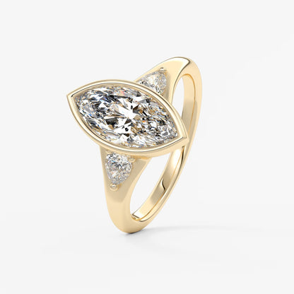 Véda trilogy – marquise with pear side stones