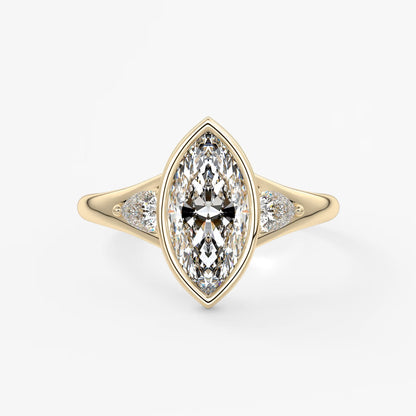 Véda trilogy – marquise with pear side stones