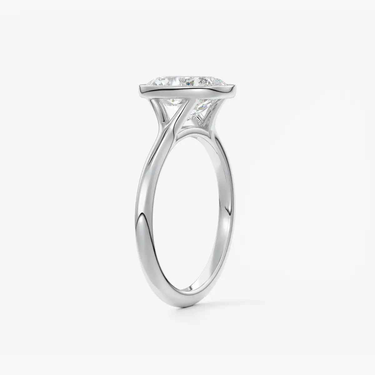 Custom made aeris elongated cushion bezel engagement ring | diamond lab