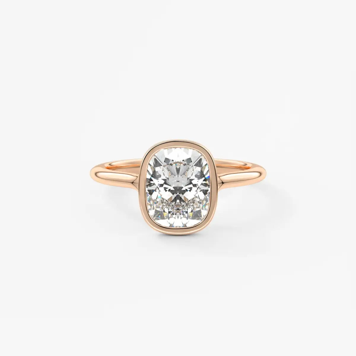 Custom made aeris elongated cushion bezel engagement ring | diamond lab