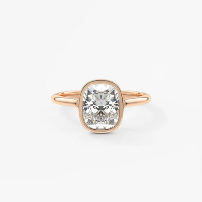 Custom made aeris elongated cushion bezel engagement ring | diamond lab